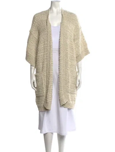 Pre-owned Max Mara Tweed Pattern Open Front Sweater In Neutrals