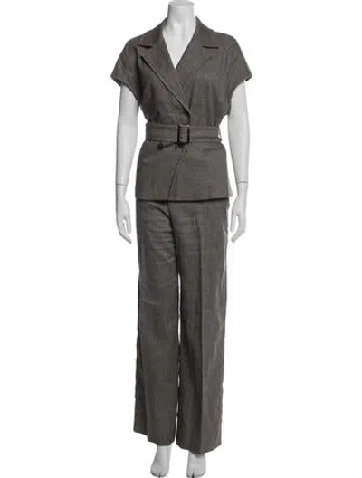 Pre-owned Max Mara Tweed Pattern Pant Set In Gray