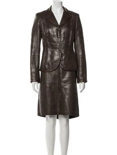Pre-owned Max Mara Tweed Pattern Skirt Suit In Black