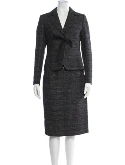 Pre-owned Max Mara Tweed Pattern Skirt Suit In Gray
