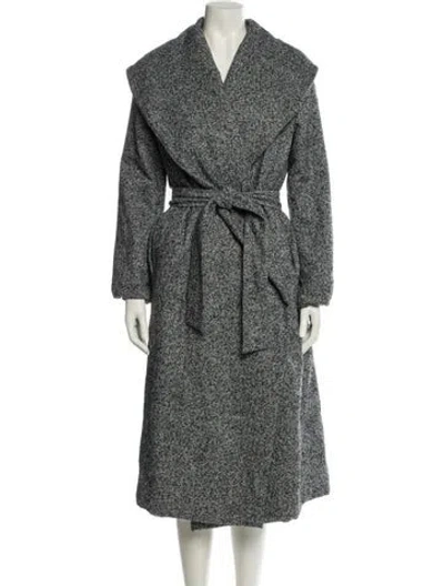 Pre-owned Max Mara Tweed Pattern Trench Coat In Gray