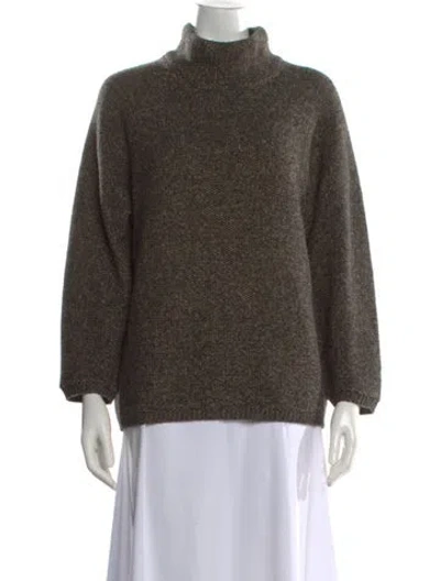 Pre-owned Max Mara Tweed Pattern Turtleneck Sweater In Neutral