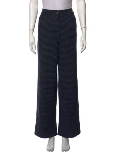 Pre-owned Max Mara Tweed Pattern Wide Leg Pants In Black