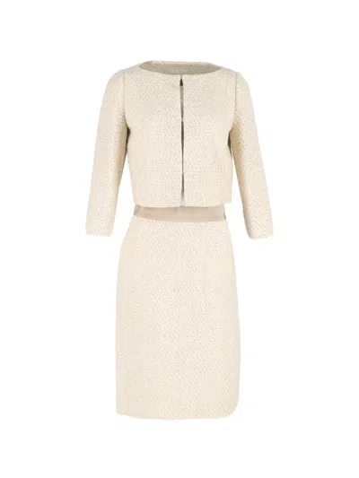 Pre-owned Max Mara Tweed Suit In Neutral