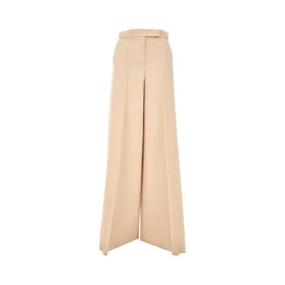 Max Mara Twill Wide-leg Pants In White