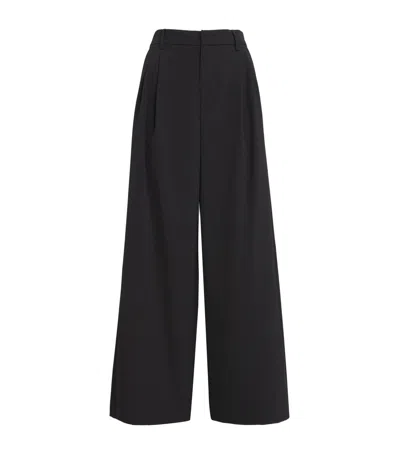 Max Mara Twill Wide-leg Trousers In Black