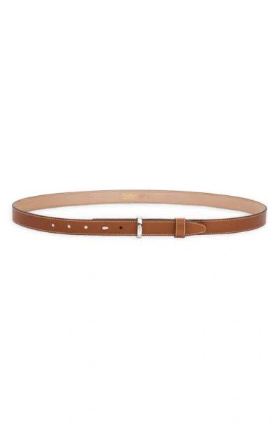 Max Mara Twin Fastening Leather Belt In Amber Brown