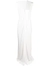 Max Mara Twist-detail Satin Gown In 白色