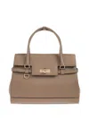 Max Mara Twist-lock Fastening Leather Tote Bag In Neutral