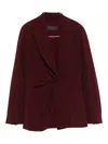Max Mara Twisted-detail Peak-lapel Fitted Jacket In Burgundy
