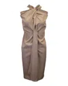 Max Mara Twisted Halter Dress In Beige Wool In Beige