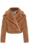 Max Mara Santos Double Breasted Cropped Coat In Brown