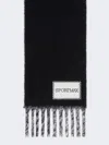 Max Mara Two-tone Scarf With Fringes In Black