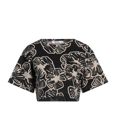 Max Mara Two-color Short-sleeved T-shirt In Black