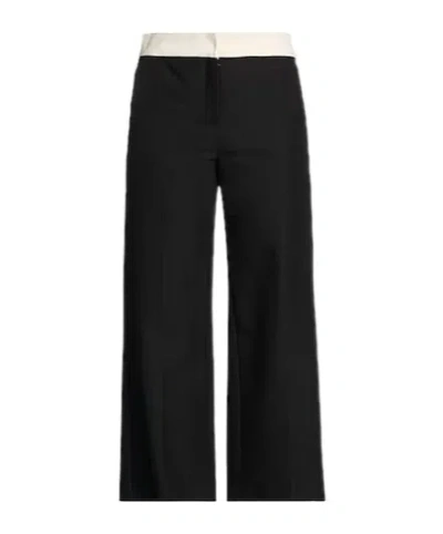 Max Mara Two-tone Loose Pants In Black