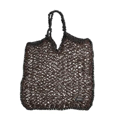 Max Mara Two-tone Medium Tote Bag In Brown