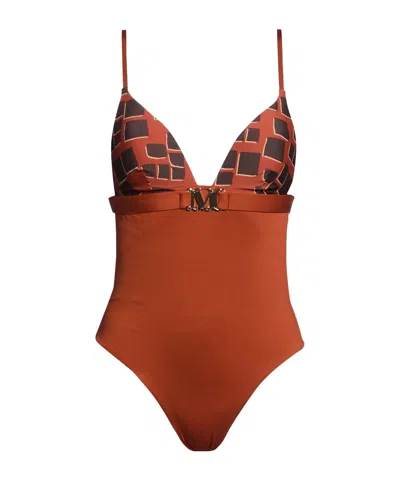 Max Mara Two-tone Swimsuit In Brown