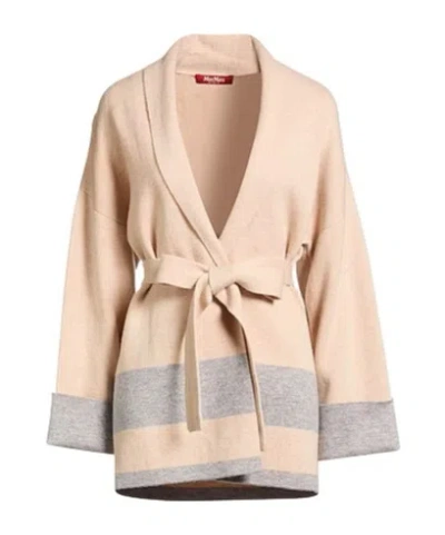 Max Mara Two-tone Thick Knit Long Sleeve Sweater In Apricot