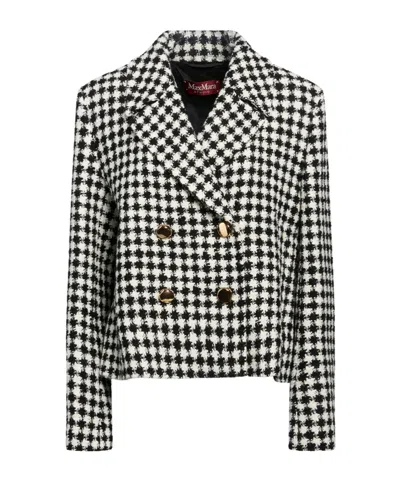 Max Mara Two-tone Tweed Blazer In Black