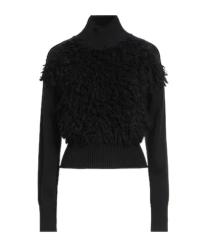 Max Mara Two-tone Wool Knit Sweater In Black