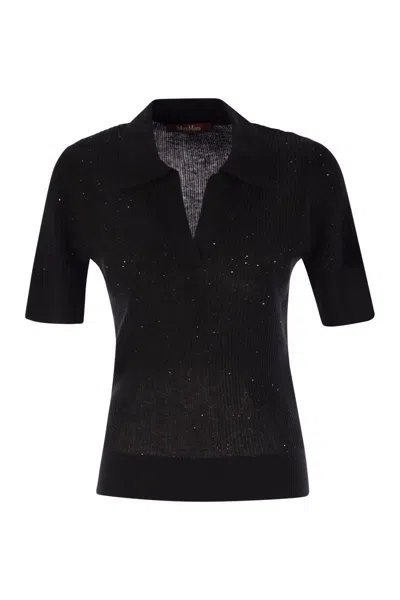 Max Mara Uberta - Wool And Silk Polo Shirt With Sequins