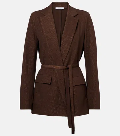 Max Mara Uberta Cotton-blend Jacquard Jersey Blazer In Brown