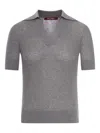 Max Mara Straw Polo In Wool And Silk With Sequins In Gray
