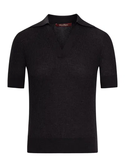 MAX MARA STRAW POLO IN WOOL AND SILK WITH SEQUINS