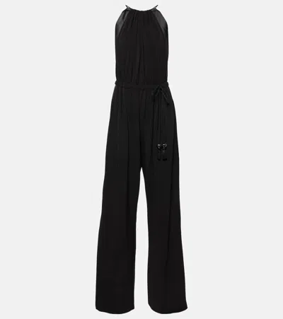 Max Mara Ubi Silk Satin-trimmed Jersey Jumpsuit In Black