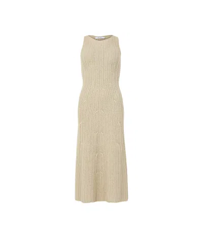 Max Mara Uccio Linen Cotton Knitted Maxi Dress In Beige