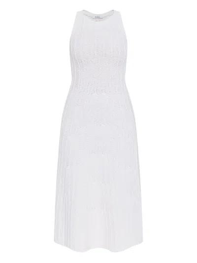 Max Mara Uccio Ribbed-knit Midi Dress In White