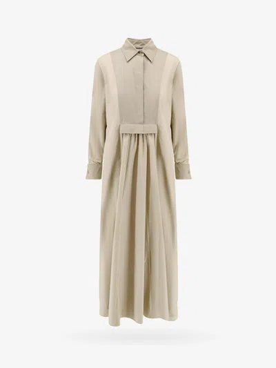 Max Mara Uganda Pleated Cotton Maxi Dress In Green