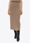 Max Mara Umbria Wool Midi Skirt In Brown