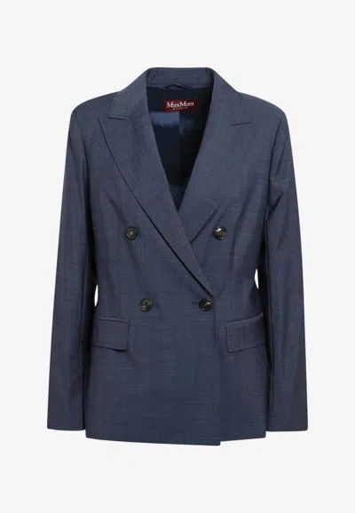 Max Mara Umico Double-breasted Wool Blazer In Blue