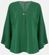 Max Mara Umile Crystal-embellished Cady Blouse In Green