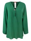 Max Mara Relaxed Fit Triacetate Top With Deep V-neckline In Green