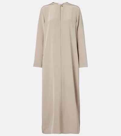 Max Mara Unghia Silk-blend Midi Dress In Gray