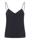 Max Mara Navy Blue Silk Unghia Washed Silk Tank Top In Black