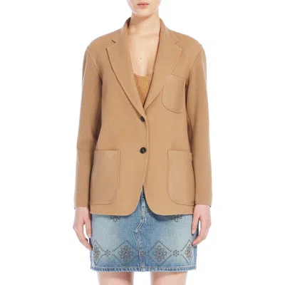 Max Mara Unicum Mixed Media Virgin Wool Jacket In Camel