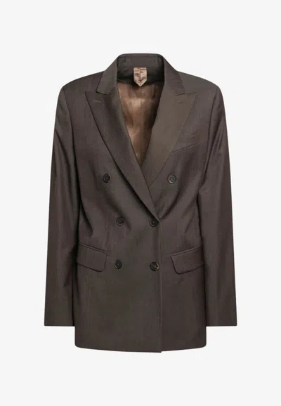 Max Mara Unione Double-breasted Tailored Blazer In Dark Brown