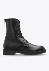 Max Mara Urban Combact Leather Combat Boots In Black
