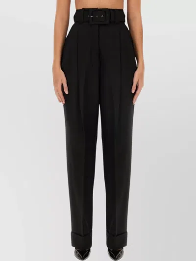 Max Mara Urban Piano Trousers Belted Waist In Black