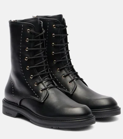 Max Mara Urbancombat Leather Combat Boots