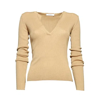Max Mara Urlo Silk Knit Sweater In Camel In Neutral