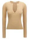 Max Mara Ribbed V-neck Sweater In Beige