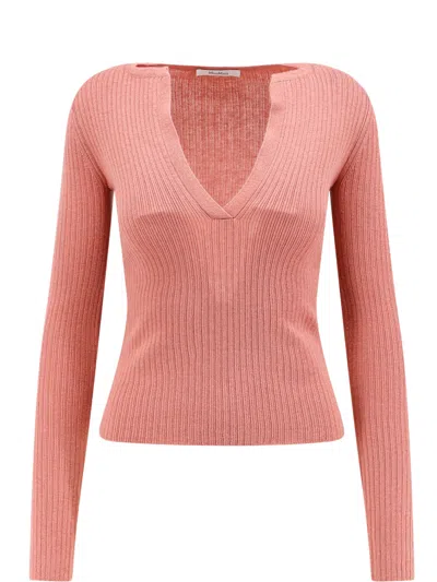 Max Mara Urlo Sweater In Silk And Wool Blend In Pink