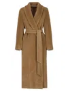 Max Mara Long-sleeved Lapel Coat In Brown