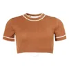 Max Mara Womens Tobacco Uscio Cropped Cotton-blend Knit Cropped Jumper