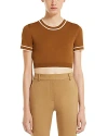 Max Mara Uscio Striped-trim Knit Crop Top In Tobacco