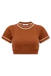 Max Mara Uscio Striped-trim Knit Crop Top In Cuoio